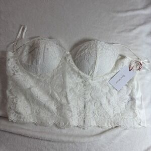 Rose Velvet Lace Corset Women's NWT Size 3XL white Bustier Retro Vintage